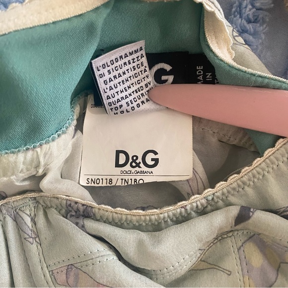 🎈SOLD 🎈Dolce & Gabbana Vintage Tank Top Baby Doll Top D & G Light Green Pink - Picture 4 of 16